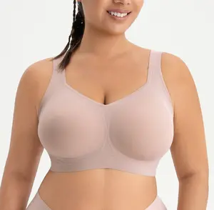 Lacsper Plus Size Seamless Wireless Bra Smooth Full Coverage Buttery Soft No Underwire Comfort Bralette for Everyday Supportive T-shirt Bra Everyday Bra
