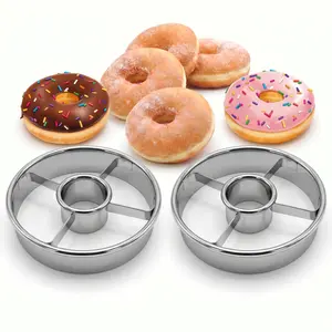 2 Pack Stainless Steel Donut Cutter, 3.86 Inch Doughnut Cutters Mold, Professional Baking Tool for Making Perfect Donuts, Bagels, Cookies, Biscuits
