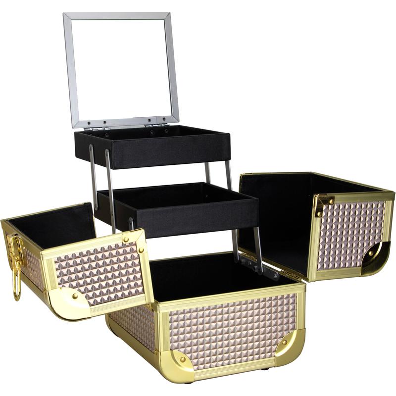 VER Beauty Makeup Train Case Organizer Storage Portable Travel Cosmetic 2 Pull Out Trays with Mirror