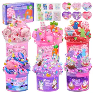 2026 New Year Valentine Day Gift 6 Pack Pink Slimes, Glow in the Dark Cloud Slime kit for Girls Ages 8-12, Perfect Kids Butter Slime Party Favors Goodie Bag Stuffers, Stress Relief Toys for Birthday Valentine's Day Easter Gift