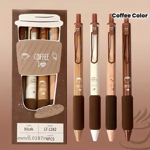 4 Pack Coffee Color Ultra Soft Touch Gel Pens, Fast Drying Smooth Writing, School and Office Supplies, Perfect Valentine's Gift