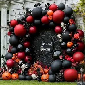 Black Red Balloons Black Balloon Garland Black Balloon Arch Kit Thick Double Stuffed Balloons for Birthday Party Decorations