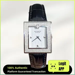 Hermes Vintage Quartz Stainless Steel 25mm White Dial Diamond Ladies Watch 13584850