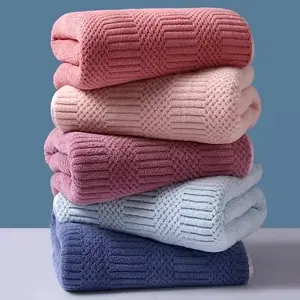 1Pcs lucky grid towel/bath towel/square towel, soft coral fleece towel, absorbent and quick-drying, suitable for home shower, travel vacation, hotel, beach, swimming, fitness