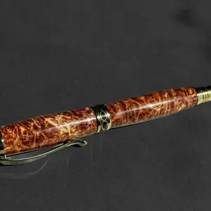 Maple Burl Rollerball Pen with Titanium Gold Hardware Unique Handcrafted Design for Collectors $100