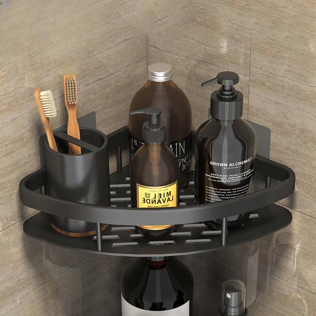 High Quality Corner Caddy Shelf | No-Drill Strong Adhesive By Purizm- Two Piece Set