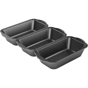 3 Pack Nonstick Carbon Steel Baking Bread Pan, Large Loaf Pan, 9 1/2" X 5" Tiawudi