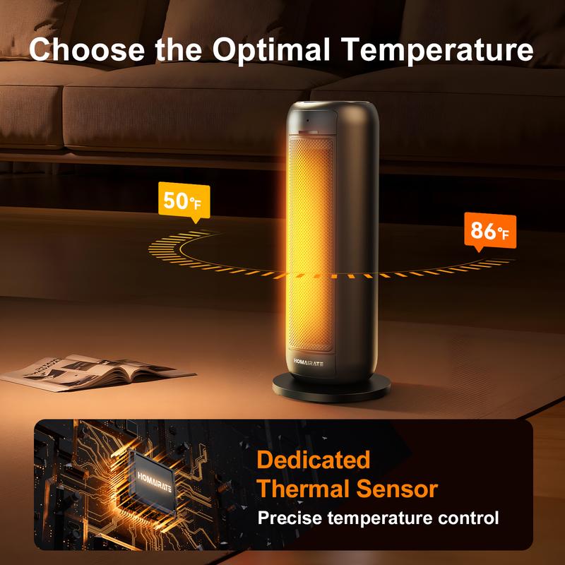 jocoevol Space Heaters for Indoor Use, 1500W Fast Heating Portable Heaters with Remote, Large PTC Ceramic Electric for Bedroom