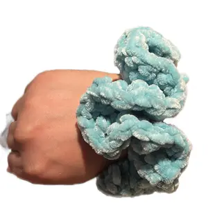 2 Turquoise Scrunchies- Crocheted- Handmade