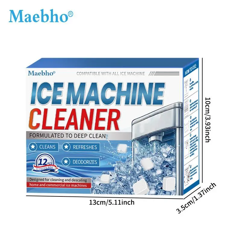 Ice Machine Cleaner Maker Descaler - 12 Tablets, nickel safety table cleaner, ice machine cleaner, ice cubes Household Aluminum Household Aluminum Cleaning Stainless Home