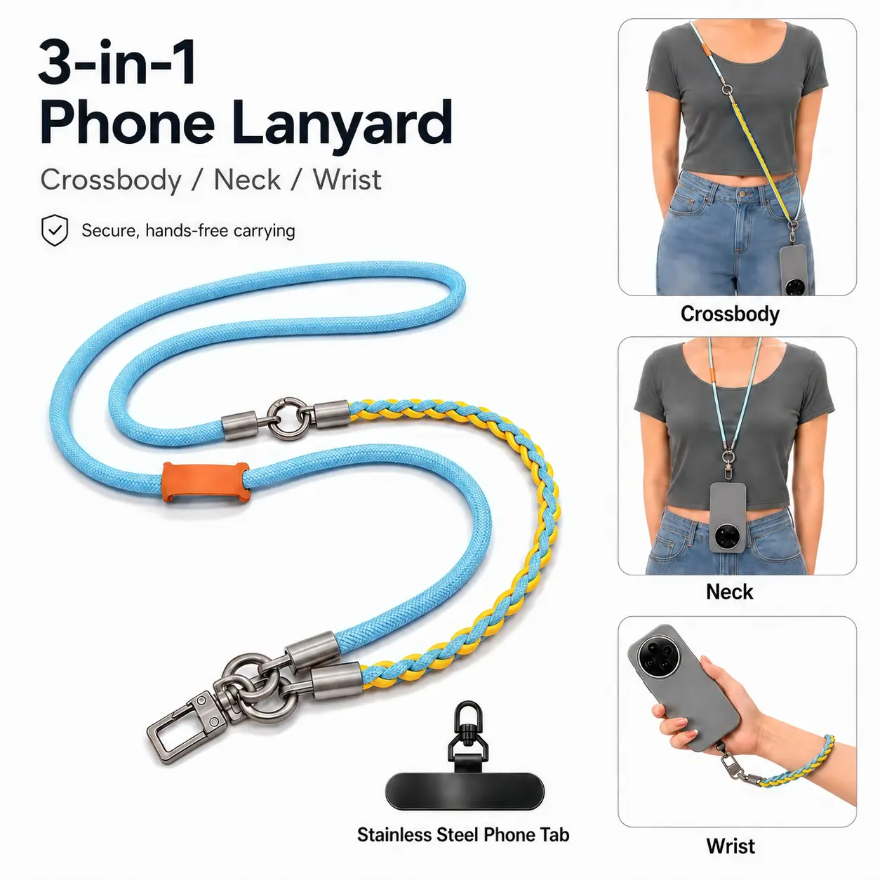 Lightning McQueen Special Edition Nylon 3-in-1 Mobile Phone Strap - Crossbody, Neck, Wrist Styles with Stainless Steel Tab, 360° Swivel Connector, Hands-Free Holder, Optional Pouch for Travel, Shopping, Swivel Clip