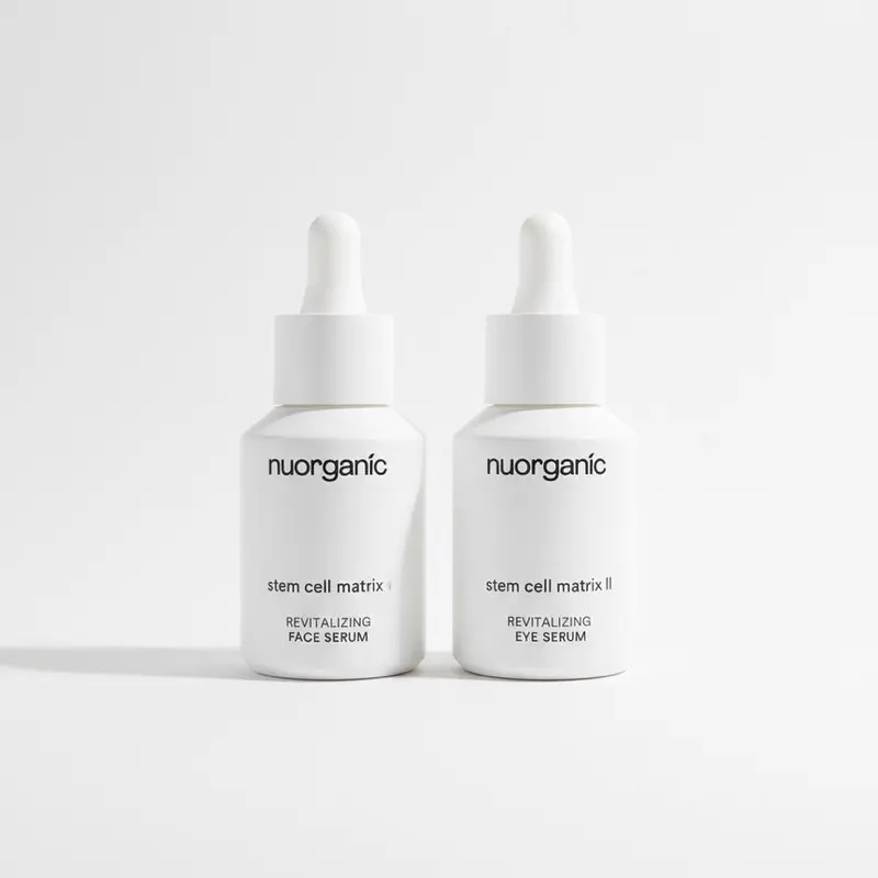 nuorganic Firm & Reset 2-Piece Skincare Bundle, Stem Cell Matrix I & II Face & Eye Serum, Anti-Aging, Brightening, Hydrating Skin Repair Serum for Wrinkles, Fine Lines, Face Lifting & Eye Puffiness Treatment, Glowing Skin