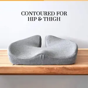 Pressure Relief Seat Cushion for Long Sitting Hours on Office/Home Chair, Car, Wheelchair - Extra-Dense Memory Foam for Hip, Tailbone, Coccyx, Sciatica