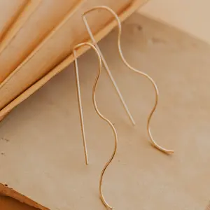 Wave Threaders - Handmade 2" Earrings in 14kt Gold Fill & Sterling Silver, 18g Gauge, Unique Design, Manufacturer Warranty