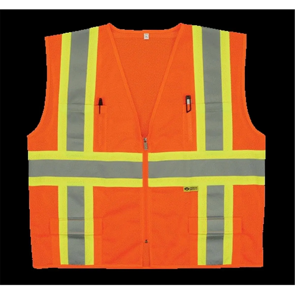 212 MAIN Class 2 High Visibility Reflective Work Safety Vest - Large (L) Size, 2W M7038C-2 Mesh Ventilated Safety Vest, Multi-Pocket, Orange, High Visibility Vest