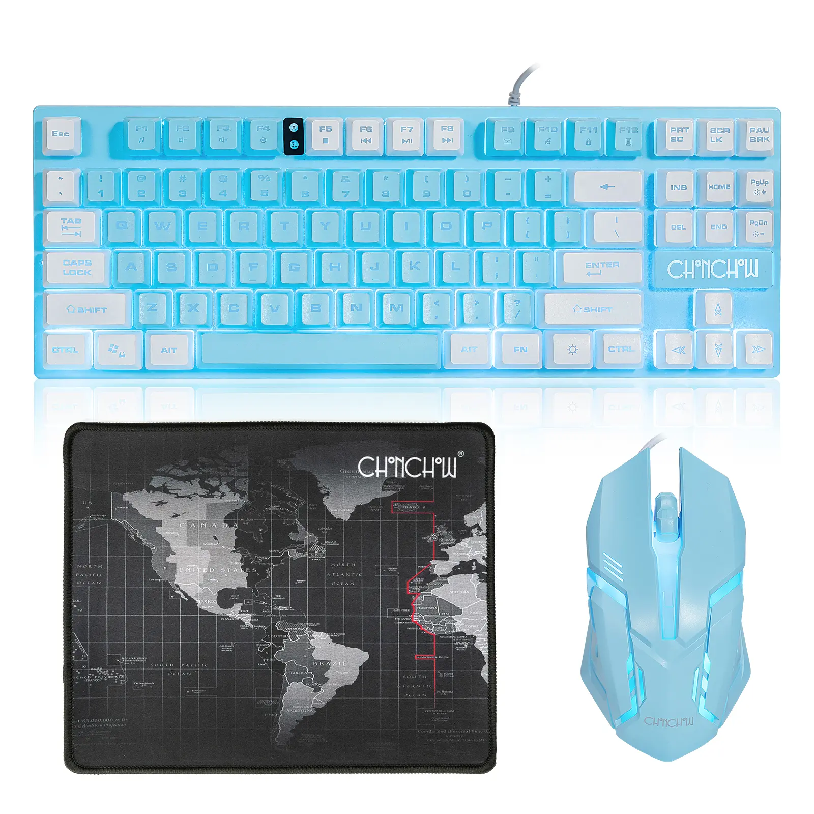 CHONCHOW 104B TKL Gaming Keyboard and Gaming Mouse Combo - 87 Keys USB Wired LED Backlit Keyboard, 800-3200 DPI RGB Mouse for PC, PS4, PS5 (PC Accessories)