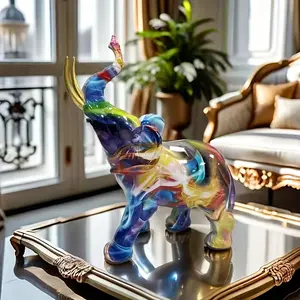[Perfect Resin Elephant Statue Decor] Funky Touch, Creative Graffiti Elephant Statue - Resin Craft for Home & Office Decor, Perfect for Living Room, Study, Hallway - Versatile Holiday Accent