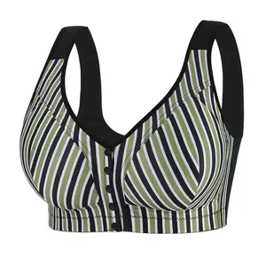 A-G Cup 36-52 Super Large Size Bra Size No Steel Rim Vest Striped Front Buckle Large Breast Underwear