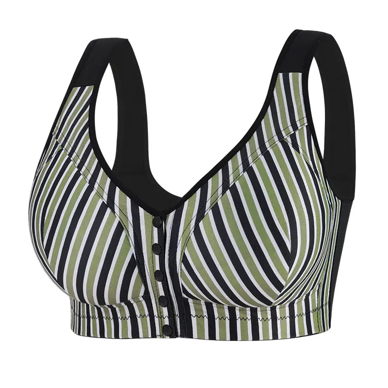 A-G Cup 36-52 Super Large Size Bra Size No Steel Rim Vest Striped Front Buckle Large Breast Underwear