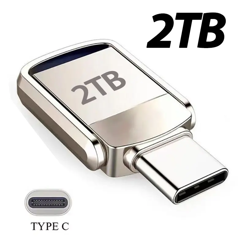 2TB Flash pen Drive flash disk USB3.2 Ultra high Speed Metal U Disk Type C pendrive memory Memory Stick Waterproof SSD Storage Portable For PC Phone Data Transfer usb flash drive