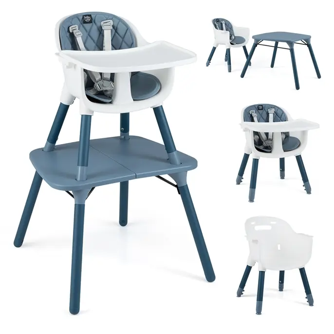 6 in 1 Highchair Blue w/Smooth Top Table