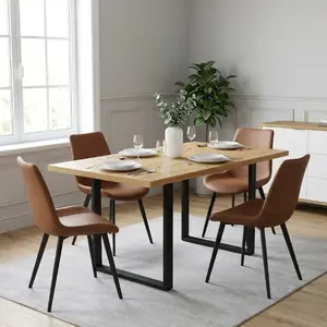 HIPIHOM 7-Piece Modern Extendable Sintered Stone Dining Set, Space Saving Table (130-170cm) with 6 Ergonomic Leather Chairs, Stable Carbon Steel Legs, Scratch Resistant & Easy Clean, Minimalist Furniture for Small Spaces & Modern Home Decor