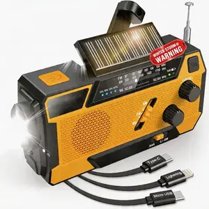 NOAA Emergency Weather Radio A1 4000mAh Portable Power Bank, AM/FM, USB/Solar/Hand Crank Charging, Battery Operated, SOS Alarm & Flashlight for Indoor/Outdoor Emergency - Orange tiktokshopspringglowup