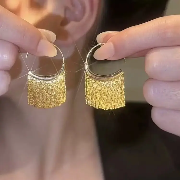 Elegant Gold & Silver Tassel Hoop  for , Sparkling Fringe Drop  That Instantly Elevate Your Look, Lightweight Statement  Gift for Her men's stud earrings nikki reed piercing disc accessories