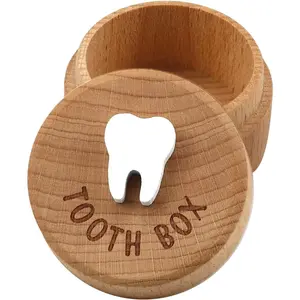 Tooth Fairy Box 3D Carved Wooden Box Souvenir Dropped Tooth Keepsake Storage Box Gift for Boy or Girl (Tooth Fairy Box)