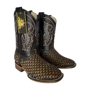 Diego’s Boots Men’s Petatillo Cowboy Boots Square Toe Genuine Leather, Bota Petatillo 100% Piel