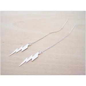 Sterling Silver Lightning Bolt Threader Earrings
