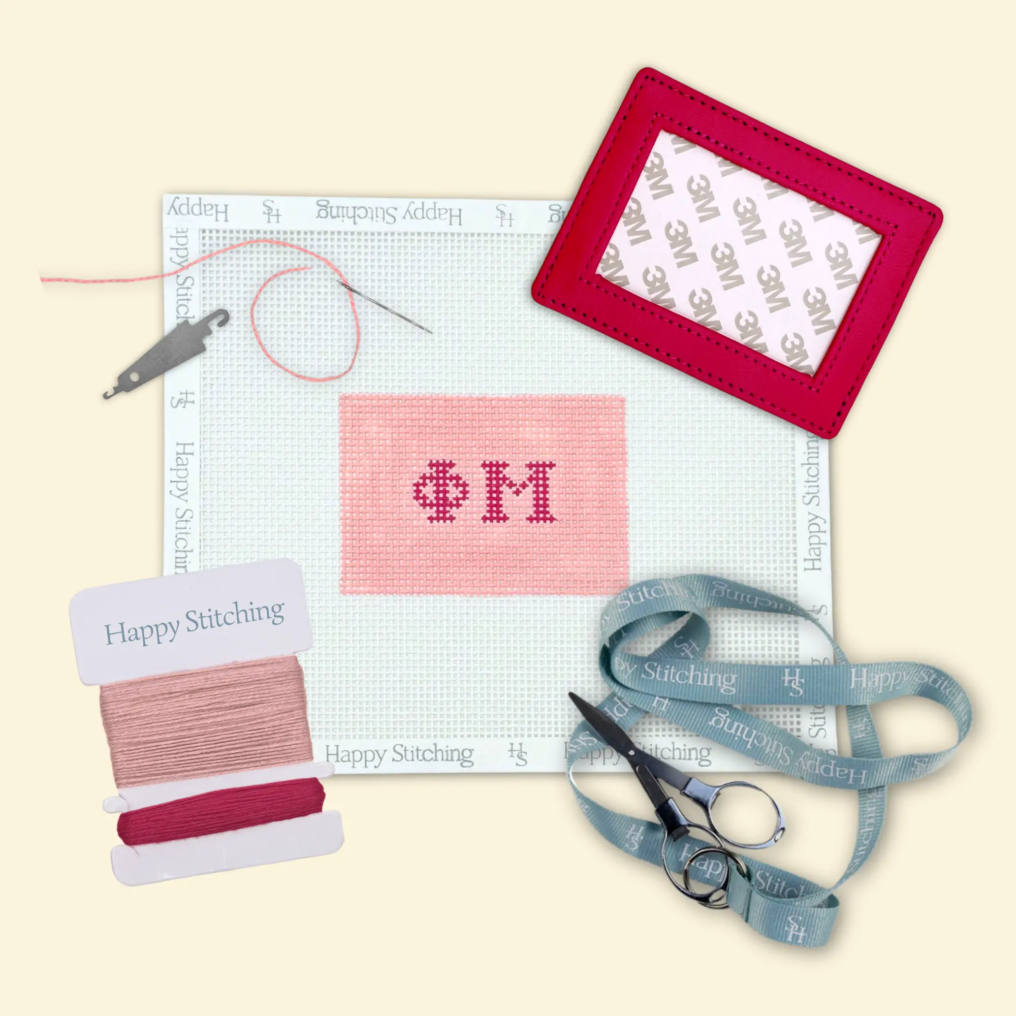 Phi Mu Card Wallet Needlepoint Kit