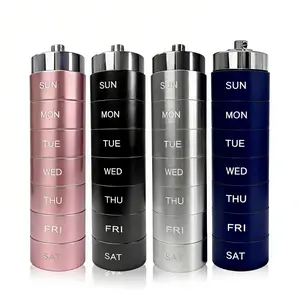 Metal Travel Pill Organizer 7 Day Stackable Vitamin Case Waterproof Daily Medicine Container for Fish Oil & Supplements Large Capacity Portable Pill Box Reliable Healthcare Aid