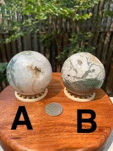 Moss Agate Spheres - A/B