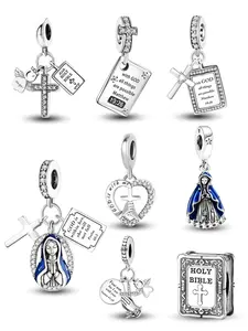 Religious Beliefs Charm Pendant, Fashionable Charms for Bracelets Making, DIY Women Jewelry Accessories for Bracelets Making, Ladies Daily Wear Decoration, Heart Cross Charm, Religious Jewelry Gift
