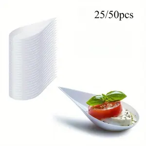 25/50 Disposable Ps Spoons, Disposable Plastic Spoon, Creative Party Tableware, Perfect for Chocolate, Ice Cream, Fruits, Snacks, Travel, Holidays, Gatherings