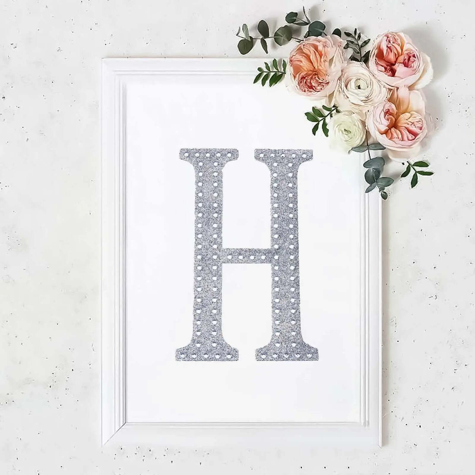 8" Silver Rhinestone Alphabet "H" Letter Stickers, Glitter Adhesive Craft Embellishments for Scrapbooking Supplies, DIY Projects