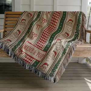 Personalized Christmas Woven Throw Blanket: Christmas Holiday Tapestry  Decor
