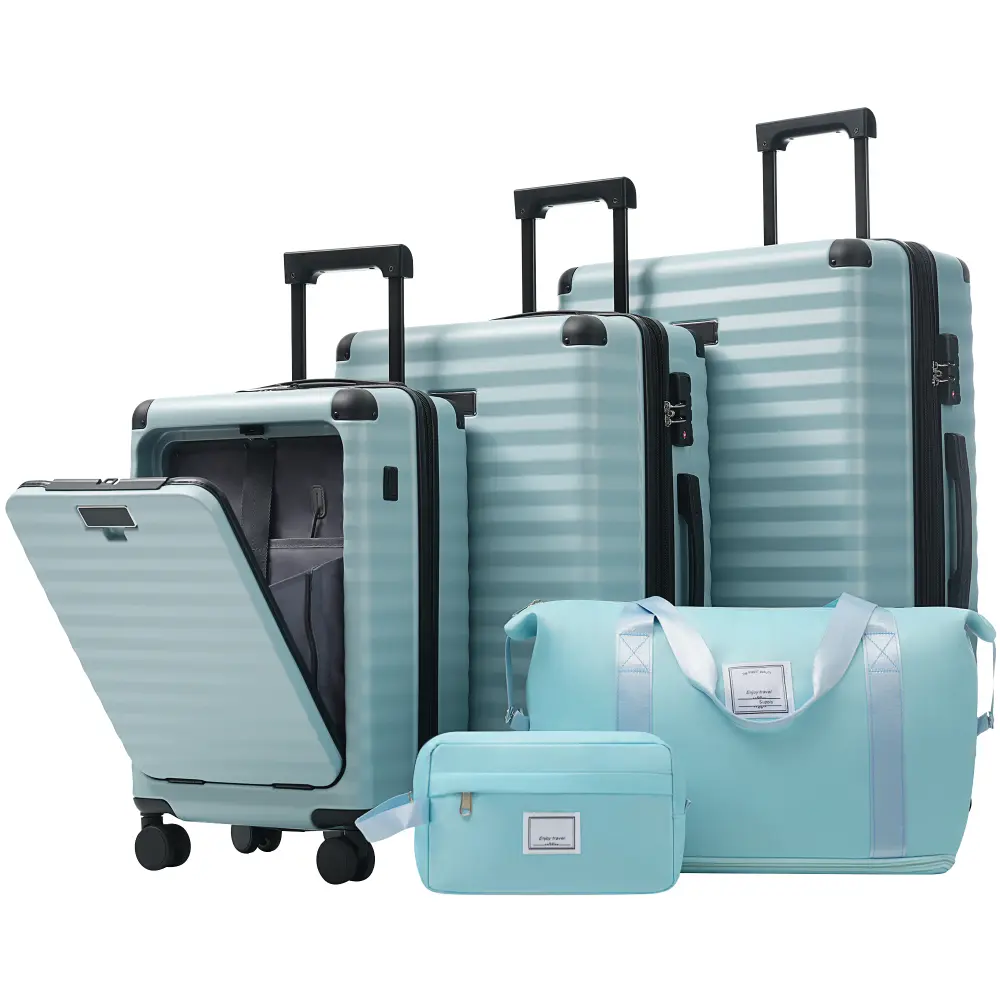 5 Piece Hardside ABS Luggage Set, Expandable Suitcases with Spinner Wheels & TSA Lock, Includes Carry-On with USB Port, Travel Duffle & Toiletry Bag, Duffle Bag Travel