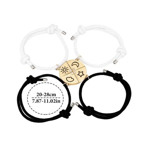 4Pcs Magnetic Star, Moon, Sun & Cloud Magnetic Bracelets Set - Puzzle Design BFF Jewelry for Best Friends & Sister with Rhinestone Detail,Perfect for Bithday Anniversary