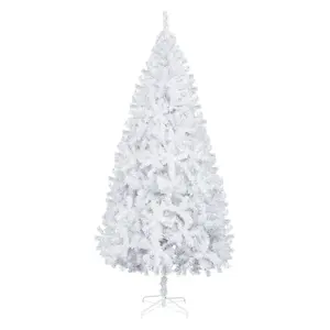 8ft Flocking Tied Light Pre Lit Christmas Tree with Warm White LED Lights for Holiday Home Decor Indoor Outdoor Xmas Decorations