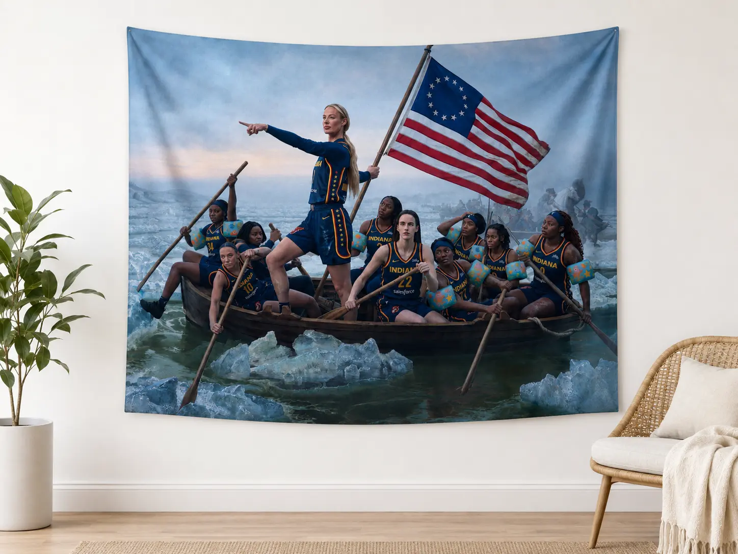 Sophie Cunningham Basketball Patriotic Wall Tapestry, American Flag Sports Wall Hanging, Bedroom Dorm & Game Room Decor