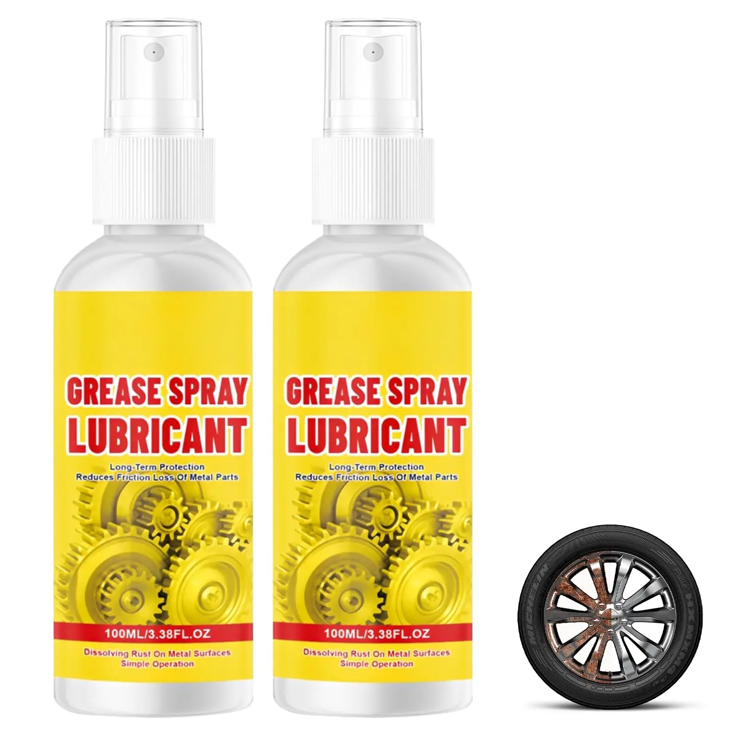 2Pcs Rust Remover Spray for Metal, Fast-Acting Multi-Purpose Solution for Automotive Vehicles, Tools