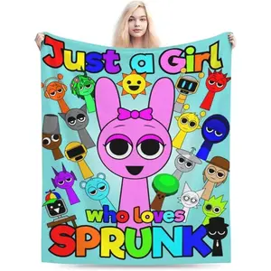 Game Sprunki Flannel Blankets For Kids Boys Summer Conditioning Lightweight Incredibox Throw Blankets For Bed Car Birthday Gifts