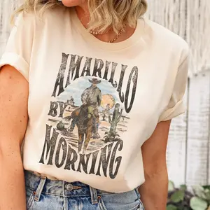 Amarillo By Morning Shirt, Vintage Western Cowboy Graphic Tee, Retro George Strait Inspired Country Music T-Shirt, Southern Rodeo Style Gift for Her