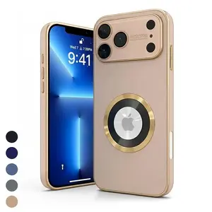 Luxury Magnetic Wireless Charging Smartphone Casing, Cellphone Handheld Accessories with Large Viewing Window, Anti-Drop PC Back Panel, Protective Lens Design, Full MagSafe Compatibility for iPhone 17,16,15,14,13,12,11 Pro Max, Plus, Air Series