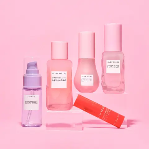 Glow Recipe Korean Skin Care Box Set - Derm-Approved, AHA-Infused Fruit-Powered Glow Kit with Strawberry, Blueberry, Watermelon, Gentle Cleanser, Smooth Moisture-Rich Lightweight Moisturizer for Blemish-Prone Skin, Travel Toiletries for On-the-Go Beauty