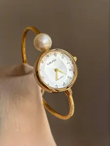 Women's Elegant Fashion Round Dial Quartz Watch, with Box, Fashion Watch for Party, Daily Decor, Trendy All-match & Exquisite Watch for Birthday Gift