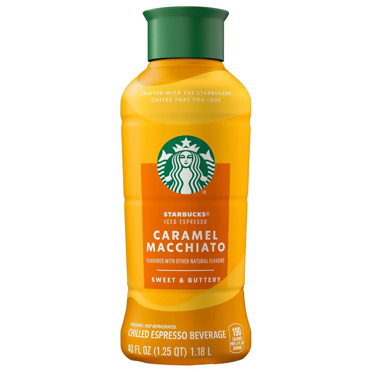 Iced Espresso, Caramel Macchiato, 40oz Bottle, Naturally Flavored Chilled Espresso Beverage