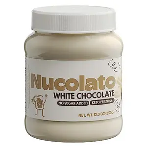 NUCOLATO | White Chocolate Spread | 12.3 oz - 350 g | Keto Friendly - No Sugar Added | Best Low Carb Dessert - Food Snacks | Perfect Topping for Cake, Bananas, Cookies, Pancakes - No Butter